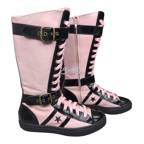 Converse RARE 2005 XXHI Star 70 Peach Blossom Pink Black Buckle Sneaker Boot 11 - Picture 6 of 16